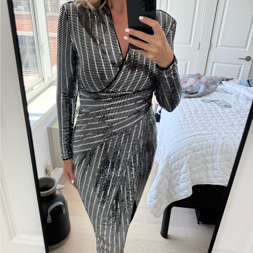 RACHEL Rachel Roy Monochrome Long Sleeve Dress